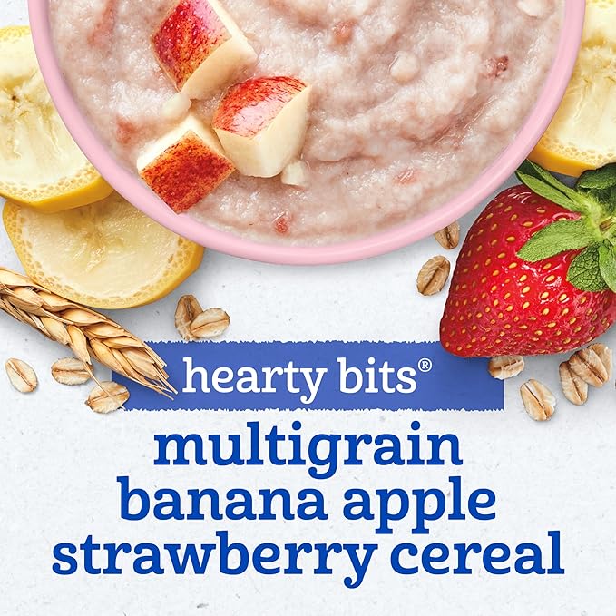 Gerber Toddler Food, Multigrain Banana Apple Strawberry Cereal, 8g Whole Grains, Iron, Zinc & Vitamin B12, Toddler Cereal, 12-Pack