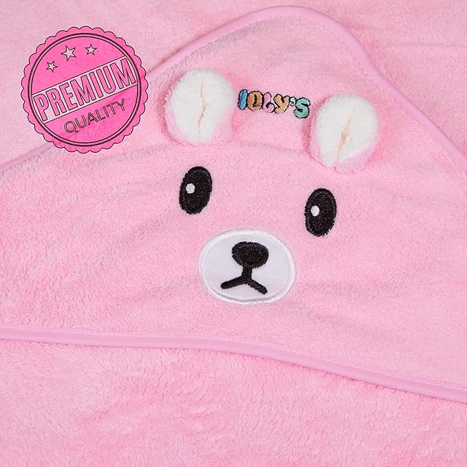 Ioly's Hooded Baby Bath Towels for Newborn Essentials 41" Set of 2 Towels with Hood for Kids Babies Toddler Infant (Large) Baby Towel Cosas para Bebes recien nacidos Bath Items (White and Pink)