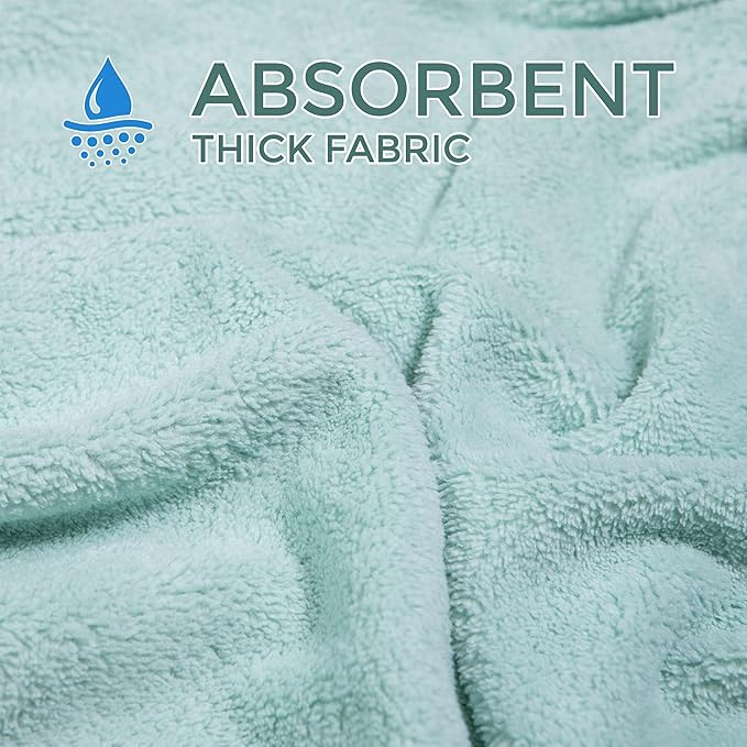 Ioly's Hooded Baby Bath Towels for Newborn Essentials 41" Set of 2 Towels with Hood for Kids Babies Toddler Infant (Large) Baby Towel Cosas para Bebes recien nacidos Bath Items (White and Green Aqua)