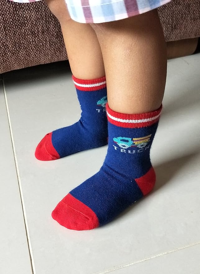 RATIVE Non Skid Anti Slip Crew Socks With Grips for Baby Infant Toddlers Kids Boys