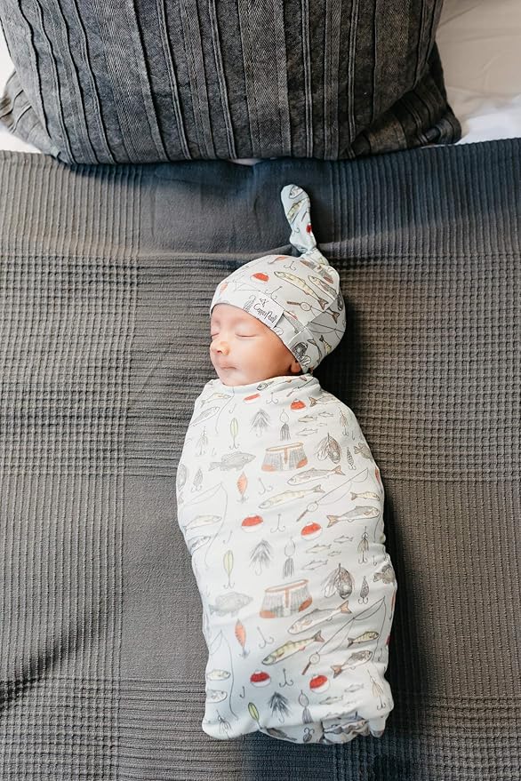 Copper Pearl Baby Beanie Hat Top Knot Stretchy Soft Trout