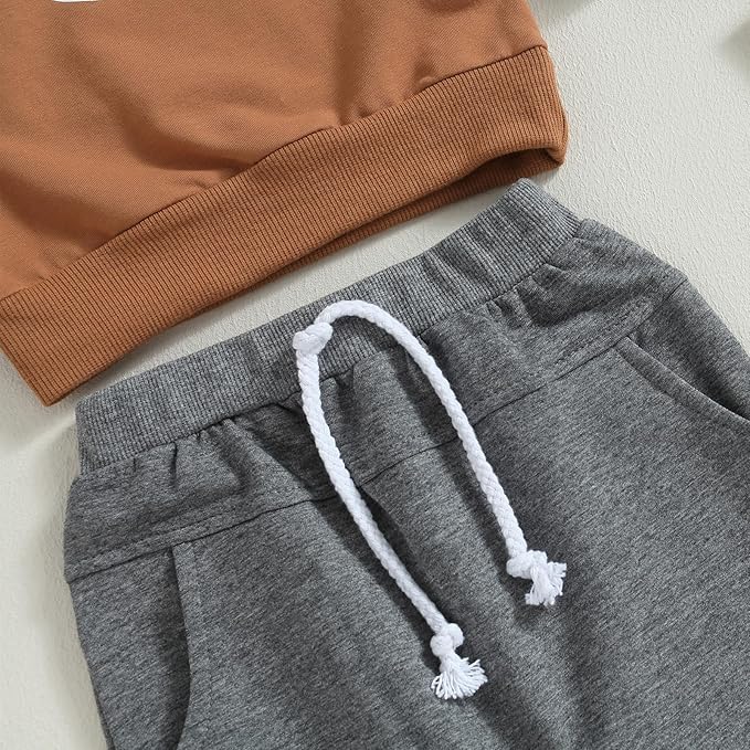 Baby Boy Fall Clothes Set Long Sleeve Crewneck Sweatshirts Pants Cute Infant Newborn Outfits 6 12 18 24 Months 2T