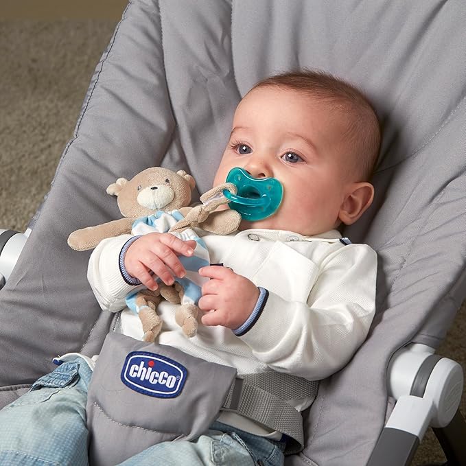 Chicco PhysioForma Silicone Orthodontic Pacifier, 16-24m | 100% Soft Silicone | Supports Breathing & Oral Development | Satin-Textured Nipple | Includes Sterilizing Case | BPA Free | Blue/Green, 2pk