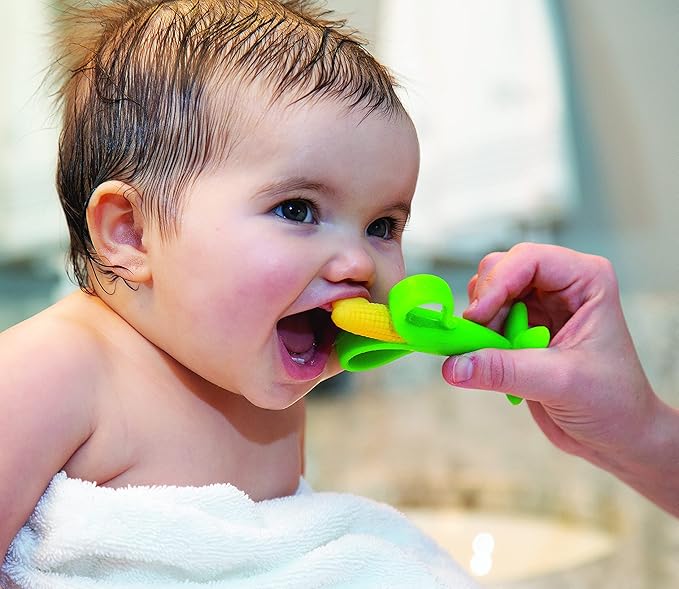 Nuby Soothing Corn Teether, Green, Green