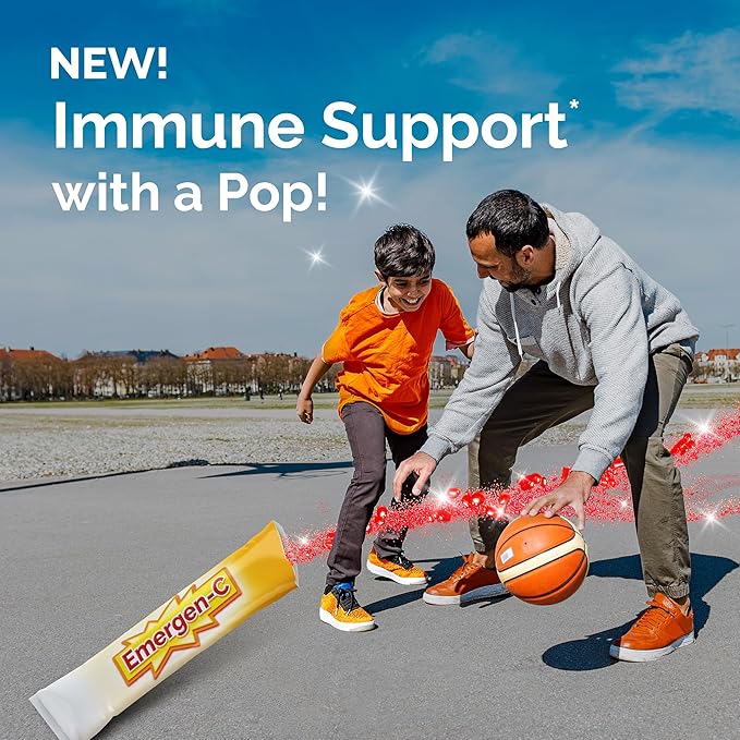 Emergen-C Kidz Crystals, On-the-Go Emergen-C Immune Support Supplement with Vitamin C, B Vitamins, Zinc and Manganese, Sparkly Strawberry, Stocking Stuffer - 56 Stick Packs