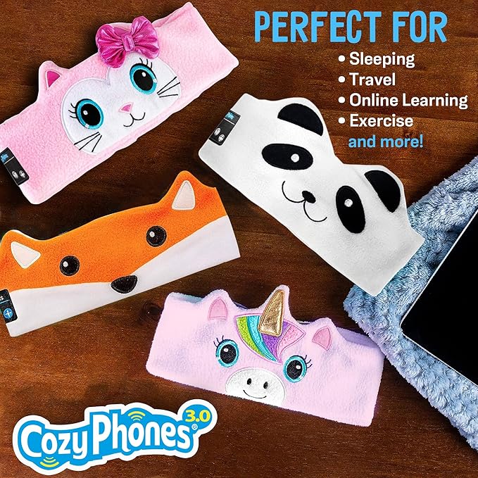 Toddler Headphones Wireless, Kids Bluetooth Earphones, Safe Volume - Wired School Headphones for Kids with 3.5 MM Jack and Travel Bag - Toddler Airplane Accessories for Boys & Girls - Panda