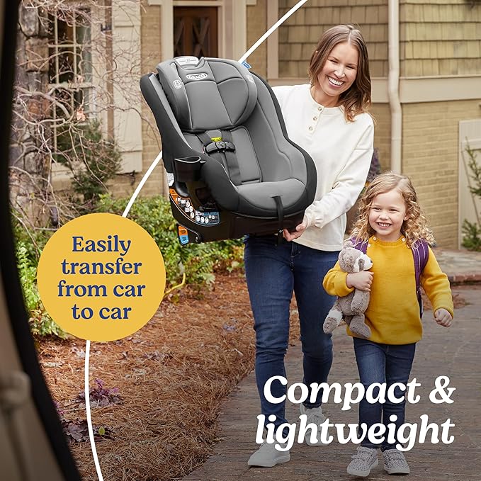 Graco Contender Slim Convertible Car Seat, West Point, Lightweight Travel Car Seat with Compact, Space-Saving Design, Rear-Facing 5–40 lbs, Forward-Facing 26.5–65 lbs, Easy to Transfer, FAA Approved