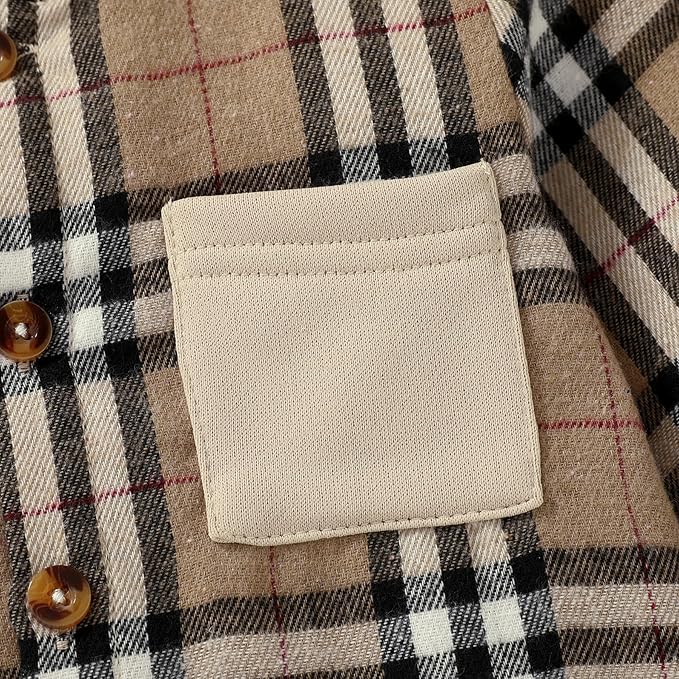 YOUNGER STAR Toddler Kids Boys Girls Flannel Hooded Plaid Shirt Button Baby Red Clothes