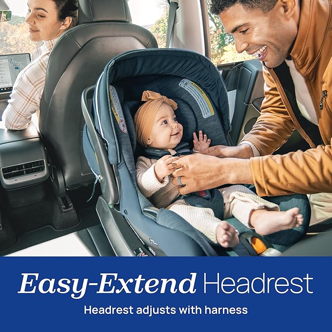 Chicco KeyFit Max Zip ClearLux Infant Car Seat and Base, Rear-Facing Seat for Infants 4-30 lbs., Zip-Open Privacy Shield, Compatible with Chicco Strollers, Baby Travel Gear | Midori/Blue