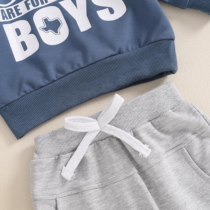 ZAXARRA Toddler Newborn baby boys Fall Outfits Long Sleeve Letter Print Sweatshirt Tops Pocket Pants Casual Clothing Sets