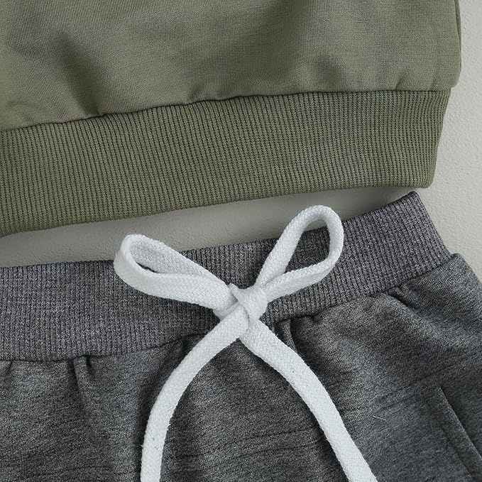 fhutpw Toddler Baby Boy Clothes Funny Letter Long Sleeve Sweatshirt Pullover Top Jogger Pants Fall Winter Outfits