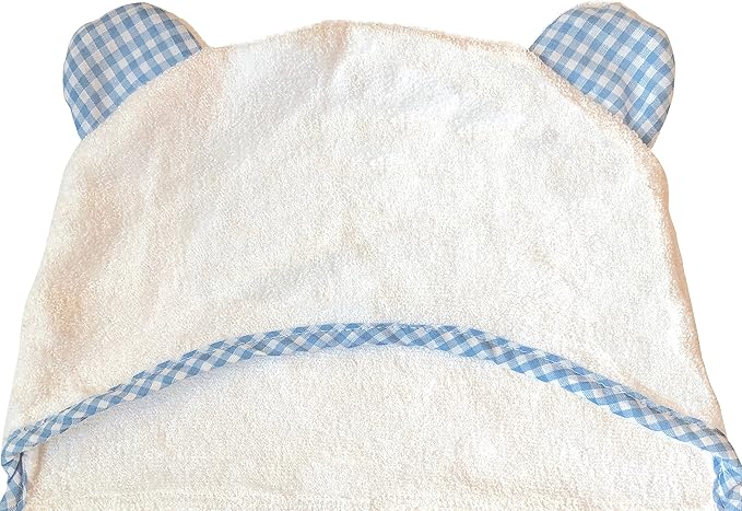 Channing & Yates Premium Organic Hooded Baby Towel and Washcloth Set - Softest Towel with Hood for Newborn - Boy Gift for Baby Shower (Blue)