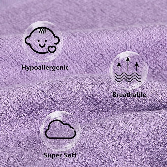 6 Pack Baby Girl Washcloths Bulk for Newborn, Extra Soft Face Bath Towel for Toddler, Absorbent Kids Wash Rag for Body, 70% Rayon Derived from Bamboo, 30% Cotton, 10"x10", Purple/Pink/Rose