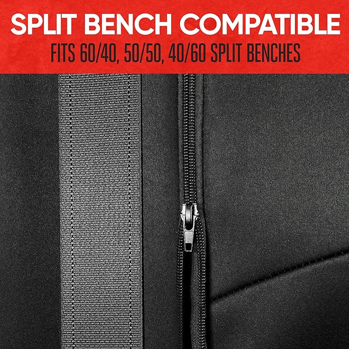 Motor Trend SpillGuard Neoprene Rear Seat Protector - Waterproof Bench Cover for Cars With Gray Stitching, Padding for Kids & Dogs