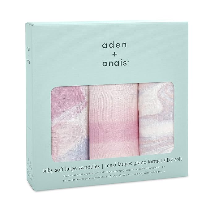 aden + anais Silky Soft Swaddle Blanket, Boutique Muslin Blankets for Girls & Boys, Baby Receiving Swaddles, Ideal Newborn & Infant Swaddling Set, Perfect Shower Gifts, 3 Pack, Florentine