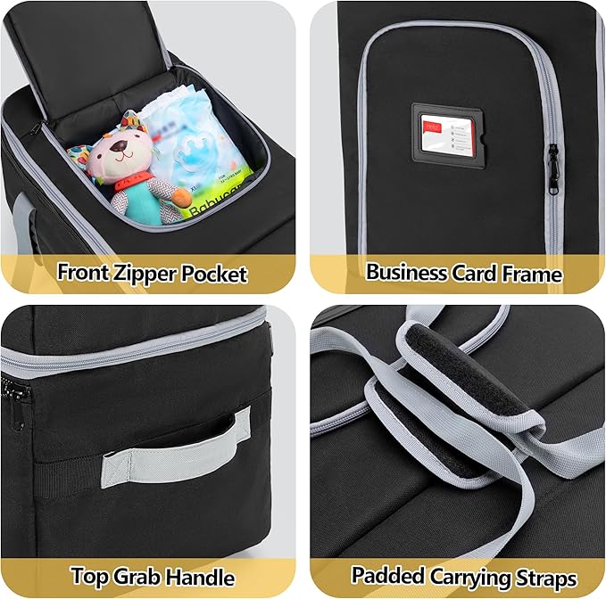 Car Seat Travel Bag with Wheels Compatible with UPPAbaby Aria and Mesa, Infant Padded Car Seat Carrier for Airport, Car Seat Gate Check Bag for Travel with Luggage Tag, Black, Bag Only