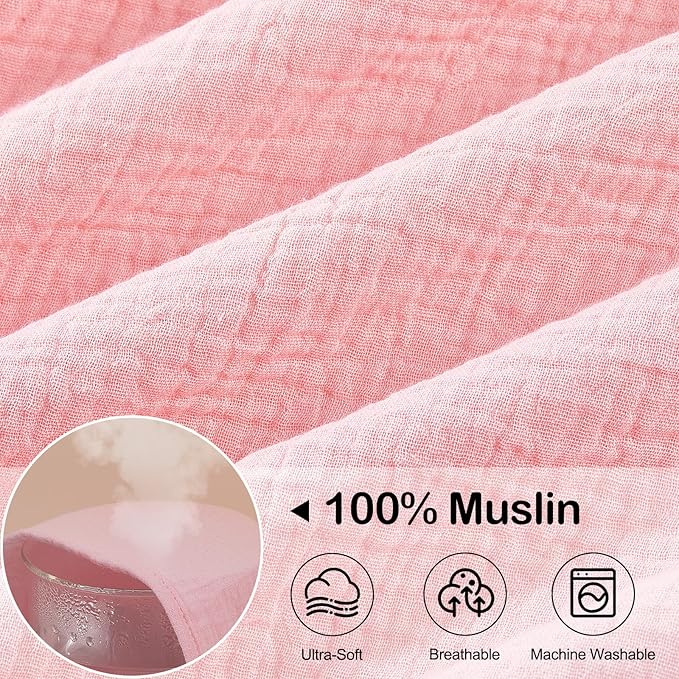 Unicorn Castle Hooded Baby Towels 2Pack 100% Muslin Baby Bath Towels for Newborn Animal Design Ultra-Soft Baby Girl Boy Bath Essentials 30 X 30 Inch, Pink Rabbit- Beige