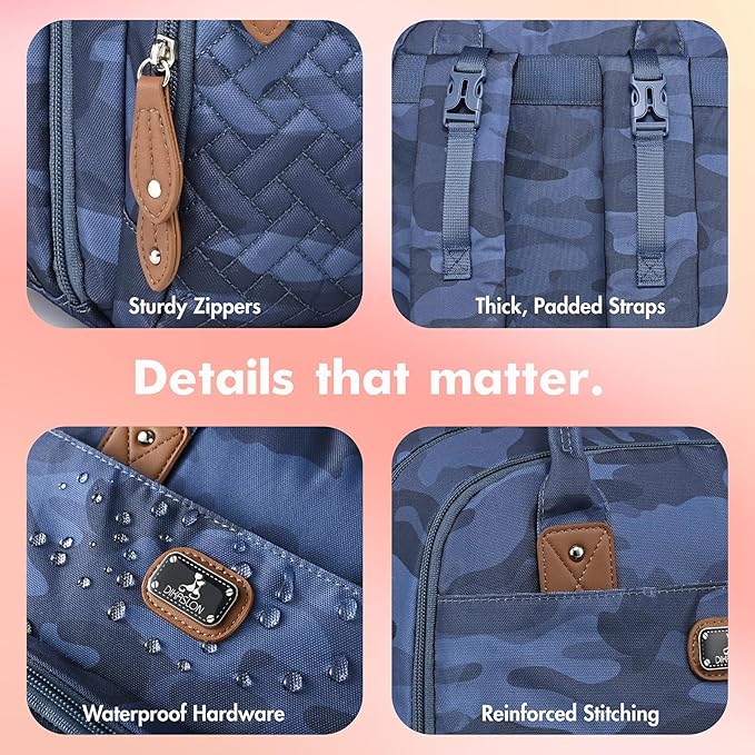 Dikaslon Diaper Bag Backpack with Portable Changing Pad, Pacifier Case and Stroller Straps, Large Unisex Baby Bags for Boys Girls, Multipurpose Travel Back Pack for Moms Dads, Camo