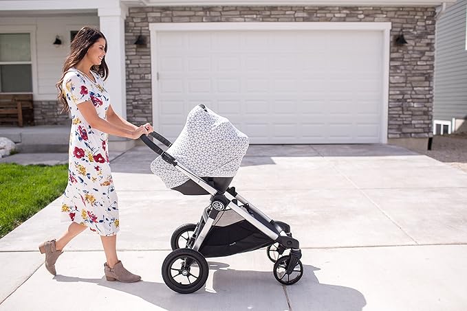 Baby Car Seat Cover Canopy and Nursing Cover Multi-Use Stretchy 5 in 1 Gift Onyx by Copper Pearl