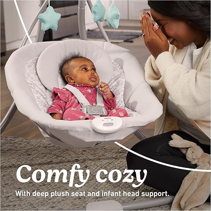 Graco Simple Sway Baby Swing, Side‑to‑Side Motion, Infant Swing with 6 Speeds, Vibration, Ivy