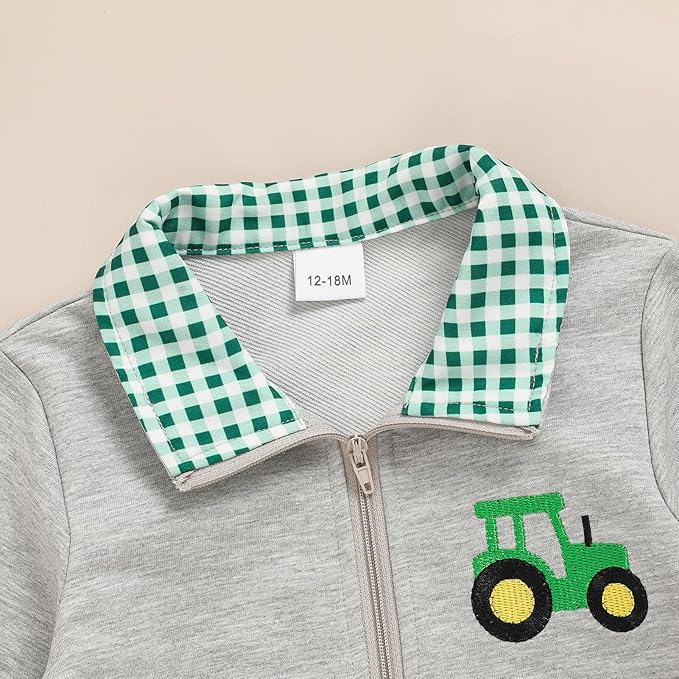 Toddler Boy Quarter Zip Collared Pullover Long Sleeve Fall Winter Baby Boy Clothes Outfit 12M-4T