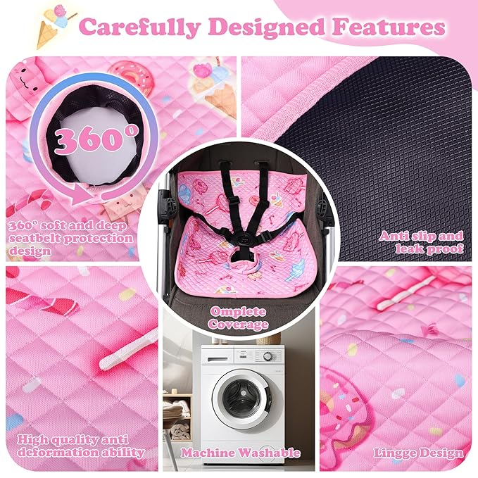 Babenest Car Seat Potty Protector Cover -Waterproof Carseat Training Liner for Baby &Toddler Shower Gift, Dry Piddle Pee Pad with Fun Designs for Strollers & Infant Car Seats (1pc Pink)