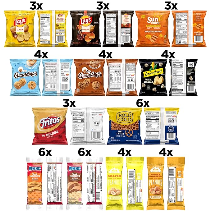 Frito-Lay Sweet & Salty Snacks, Variety Mix of Cookies, Crackers, Chips & Nuts, 4.13 Pounds, (Pack of 50)