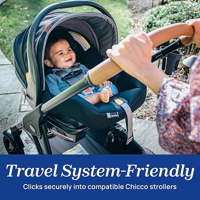 Chicco KeyFit Max Zip ClearTex Infant Car Seat and Base, Rear-Facing Seat for Infants 4-30 lbs., Infant Head and Body Support, Compatible with Chicco Strollers, Baby Travel Gear | Sierra/Beige