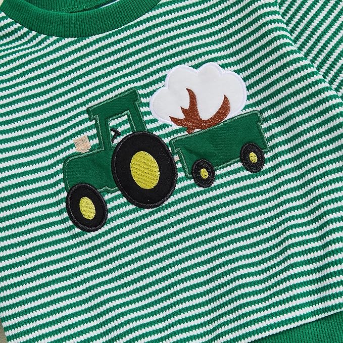Toddler Baby Boy Fall Winter Outfits Tractor Print Long Sleeve Sweatshirt Pants Set Kids Sweatsuit Clothes