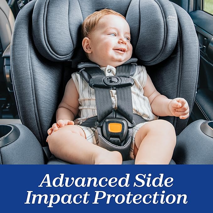 Chicco OneFit LX ClearTex All-in-One Car Seat with LeverLock Installation, Slim Design, Convertible Car Seat, Seat for Infants and Children 5-100 lbs | Smoke/Grey