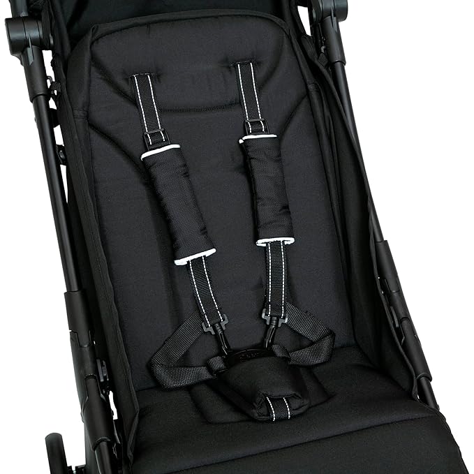 Jeep Altitude Compact Travel Stroller by Delta Children Greenguard Gold, Easy One Hand Fold, Lightweight, Extendable Canopy with Peek-a-Boo Window, Reclining Seat, 4 Wheel Suspension, Black