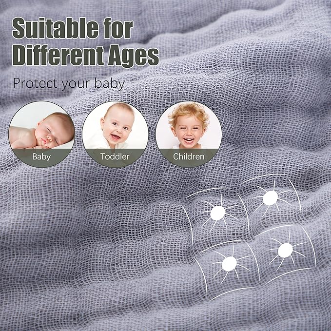 2 Pack Hooded Baby Towels - 100% Muslin Cotton for Newborns, Infants, Toddlers - Large 32x32Inch Size - Highly Absorbent and Essential for Newborn Care, White and Grey