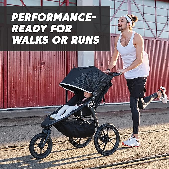 Baby Jogger Summit X3 3-Wheel Jogging Stroller with Hand Brake One-Hand Compact Fold & All-Wheel Suspension Midnight Black