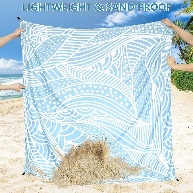 Beach Blanket Waterproof Sandproof Extra Large Beach Mat 79" X 83"/120"x108"for 1-8 Adults Quick Drying Durable Outdoor Picnic Mat for Beach Travel Camping Hiking