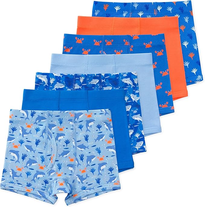 Lucky & Me Nolan Boys GOTS, Organic Cotton, Boxer Briefs, 7-Pack