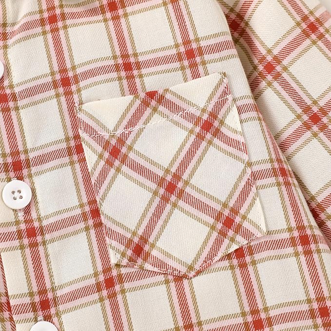 YOUNGER STAR Toddler Kids Boys Girls Flannel Hooded Plaid Shirt Button Baby Red Clothes