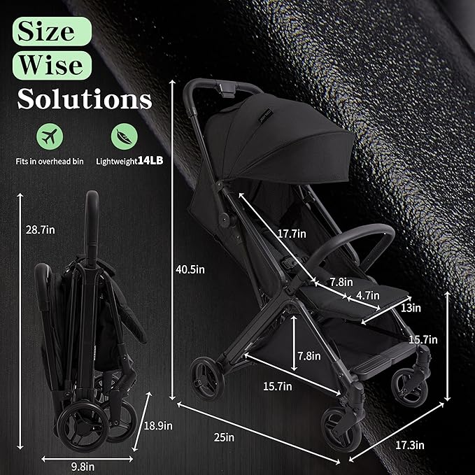 COOL KIDS Baby Stroller,Umbrella Stroller with Automatic Fold,Baby Strollers with Pop Out Sun Canopy,Baby Airplane Travel Essentials(Black)