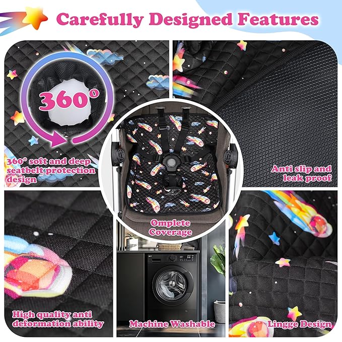 Babenest Car Seat Potty Protector Cover -Waterproof Carseat Training Liner for Baby &Toddler Shower Gift, Dry Piddle Pee Pad with Fun Designs for Strollers & Infant Car Seats (1pc Meteor-Black)