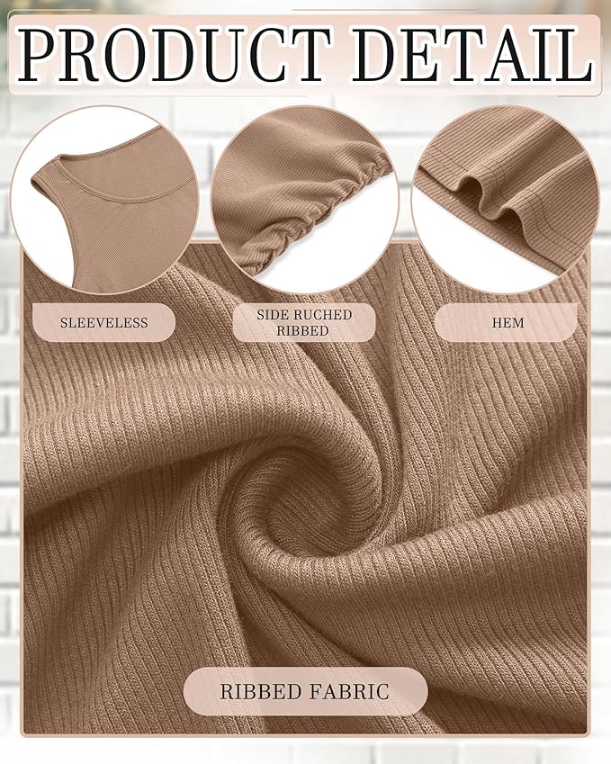 Riyiper 3 Pack Women's Maternity Tank Tops, Sleeveless Cotton Pregnancy Shirts Ribbed Knit Sides Ruched Basic Mama Clothes