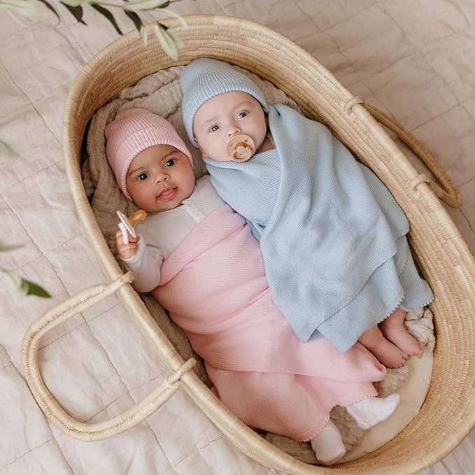 Baby Gift Set - Organic Cotton Newborn Blanket Essentials, Thoughtful Baby Shower & New Baby Gift for Boys & Girls (Luxe - Blush Pink)