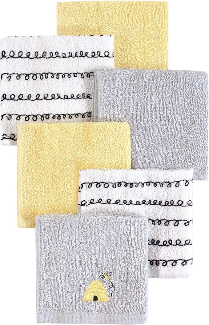 Hudson Baby Unisex Baby Super Soft Cotton Washcloths, Bee, One Size