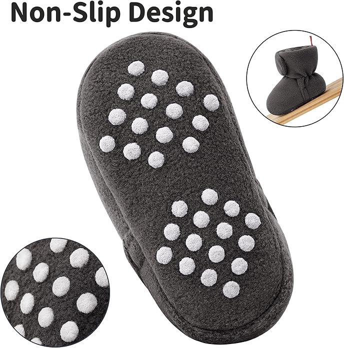 Baby Fleece Booties Newborn Unisex Booties Non-Slip Newborn Infant First Walkers Warm Shoes House Slippers for Baby Boys & Baby Girls Toddlers