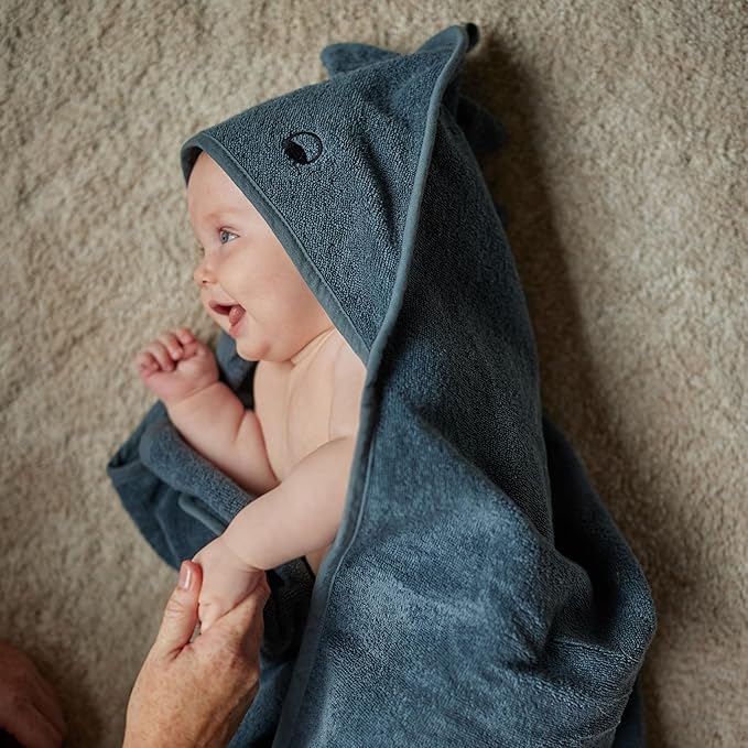 Baby Hooded Towel – Organic Cotton Baby Bath Towels, 32" x 32" Super-Soft and Absorbent Baby Towels for Newborn 2-Pack (Towel Dino Green Moss/Dino Tradewinds)