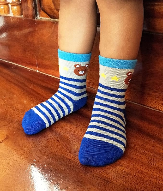 RATIVE Non Skid Anti Slip Crew Socks With Grips for Baby Infant Toddlers Kids Boys