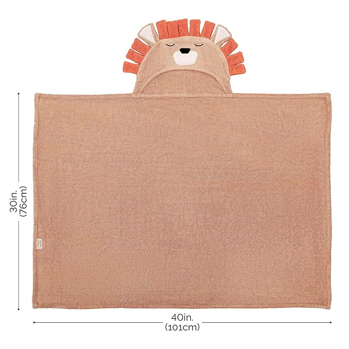 Natemia Premium Hooded Baby Towels - Ultra Soft Baby Bath Towel with Animal Design, Toddler Bath Towel, Newborn Towels for Boys and Girls - Brown Lion