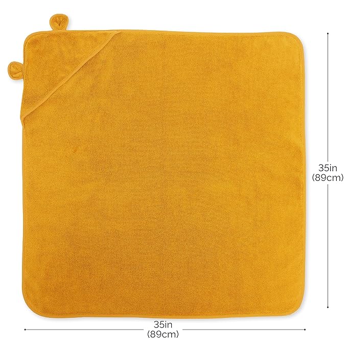 Natemia Hooded Baby Bath Towel - 100% Organic Cotton Baby Towels for Newborns, Toddlers, Boys, Girls - Soft Absorbent 450 GSM - Gentle on Sensitive Skin - Baby Shower Registry Gift (35" x 35")