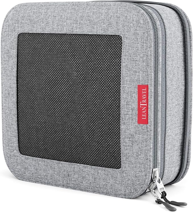 LeanTravel Premium Compression Packing Cubes for Travel - Luggage Organizers with Double Zipper - Sturdy Bags for Suitcase (1 Medium Bag, Grey)
