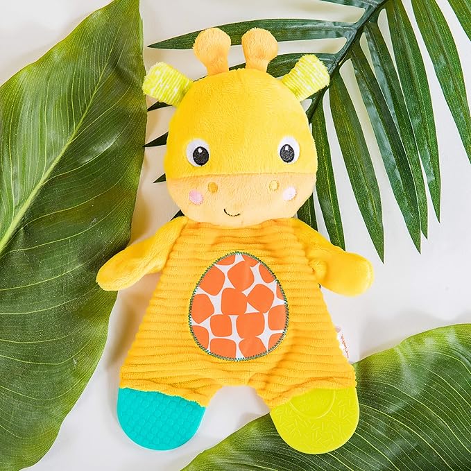 Bright Starts Snuggle & Teethe BPA-Free Crinkle Teething Plush Baby Toy - Giraffe,(Pack of 6)